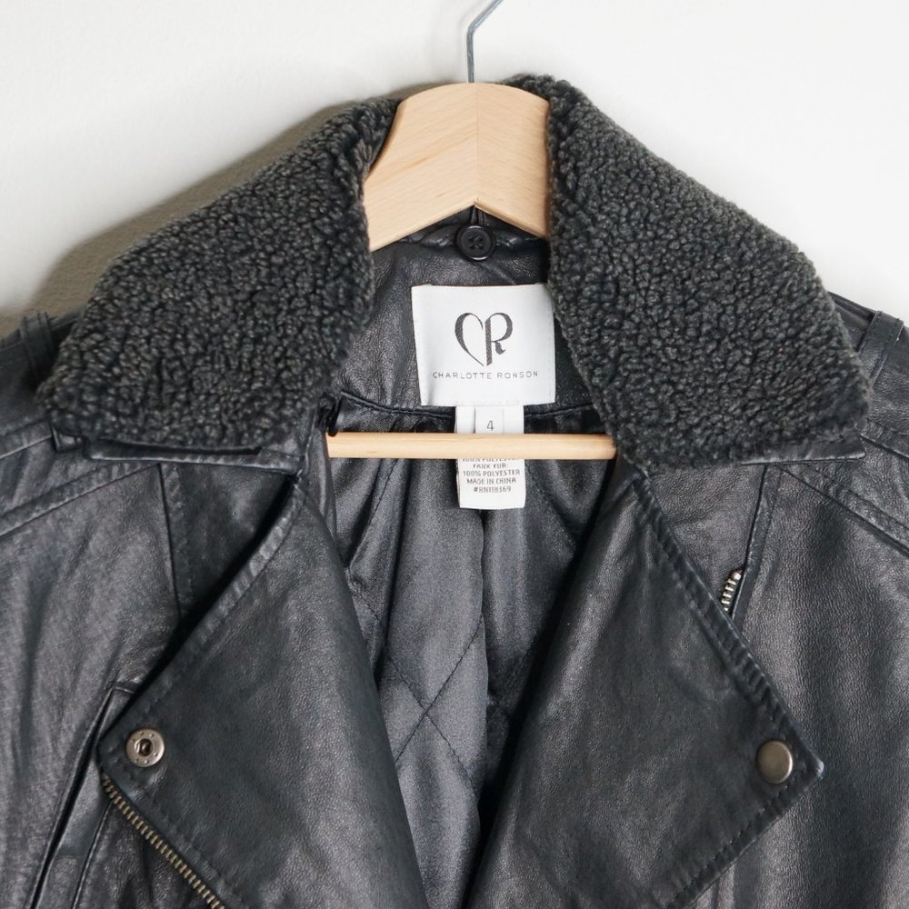 Genuine Leather Motorcycle Jacket Black Size 4 - Picture 5 of 7